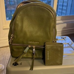 Michael Kors Backpack and Wallet Combo in Olive Green